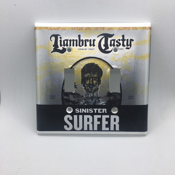 Liambru Tasty Sinister Surfer Double Light Switch Plate Switchplate Cover Craft Beer Bottle 2 Gang