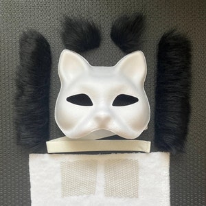 DIY Custom Therian Mask Kit with Black Faux Fur, Cat Therian Mask, Otherkin Therian Gear, Quadrobic Mask, Furry Mask, Halloween Mask,Cosplay