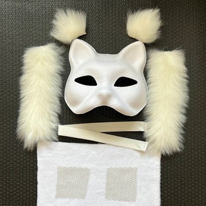DIY Custom Therian Mask Kit with Faux Fur, Felt, Mesh for Eyes, Paper Mask,Cat Therian Mask,Therian Gear,Quadrobics Masks, Gift for Otherkin