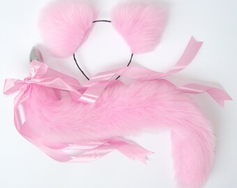 More Colors Detach Tail Butt Plug and Ears,Pink Tail plug and ears,Tail buttplug,Cat tail butt plug,Tail plugs,Fox tail plug,Buttplug,DDLG