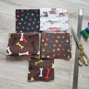 Fabric Pieces Bit for Dogs&#39; Accessories Puppy Assorted Fabric  Patchwork Quilting Remnant Happy Dogs House Decor Doggy Fabric for Dog Pillow