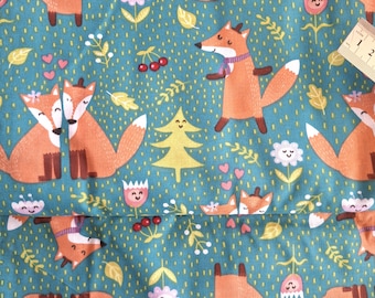 Fox Print Cotton Fabric, Quilting, Pillows, Home Decor, Per Yard