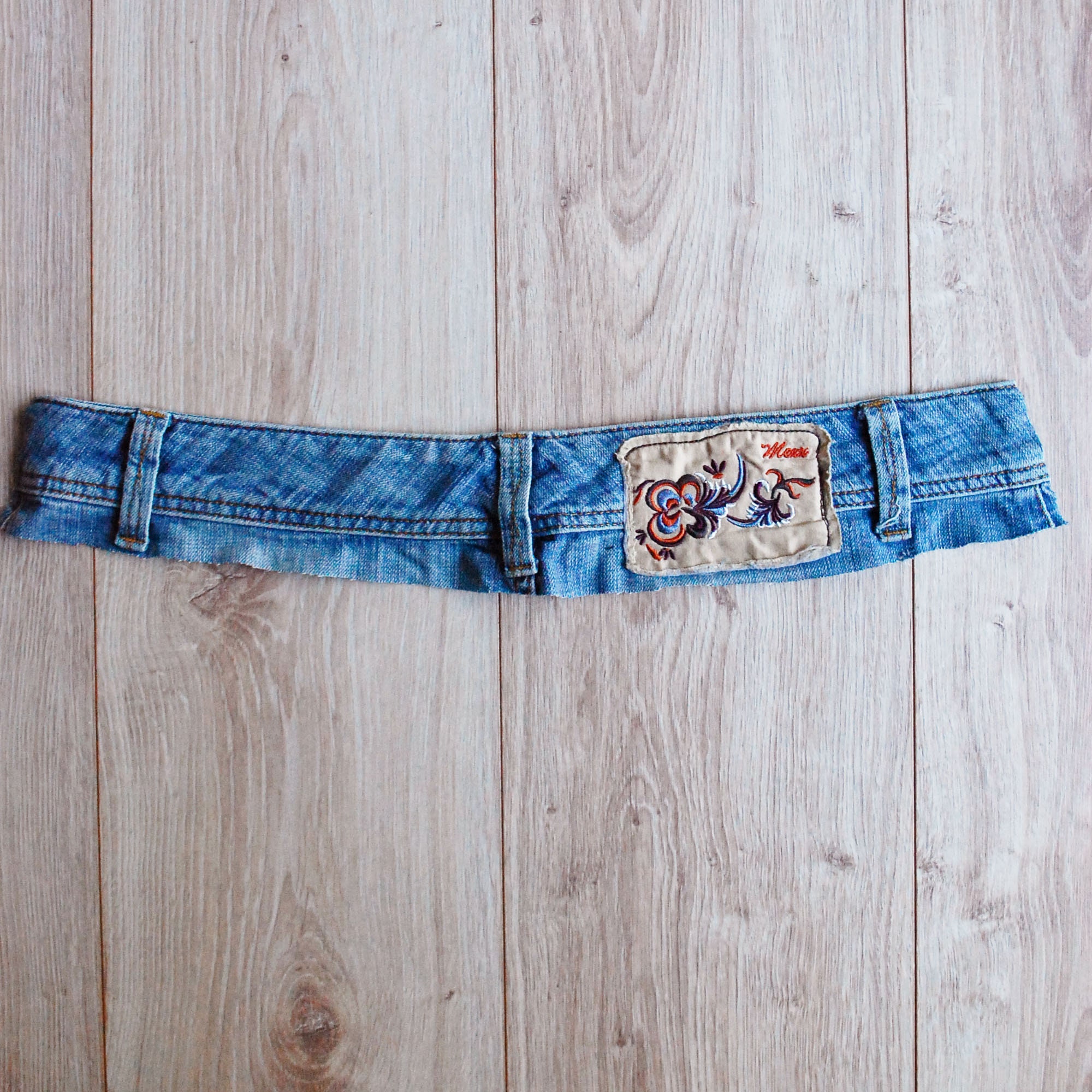 【NONCODE】Weather Cable Vintage Denim Pants (belt set) Aecibzo Women's Denim Waist Belt Retro Vintage Style