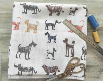 Dogs Puppies Fabric for Quilting Patchwork Happy Terrier Dog Silhouette Home Decor Fabric by Yard Doggy Fabric for Dog Accessories