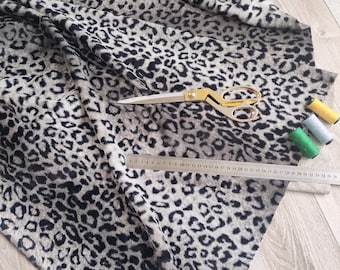 Gray Leopard Faux Fur Fabric, Soft Cheetah Print, DIY Crafts