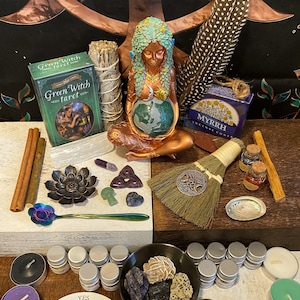 Green witch kit, witchcraft supplies, altar, Gaia, moon goddess, witchy things, witch box, witch kit, witchcraft gift, read description