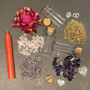 DIY spell jar for love, everything included for one jar, ritual supplies, witchcraft supplies, altar supplies, witch kit, read description
