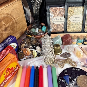 Witchcraft Supplies: Crystals, Herbs, Witches’ salts, Candles, incense.