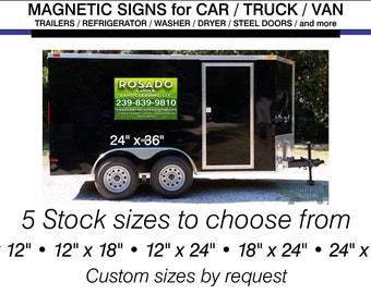 Set of 2 Custom Magnetic Signs for Cars / Trucks / Trailer / Steel Doors / Refrigerators / Washers / Dryers and more...