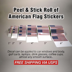 Rolls of Peel & Stick American Flag Stickers