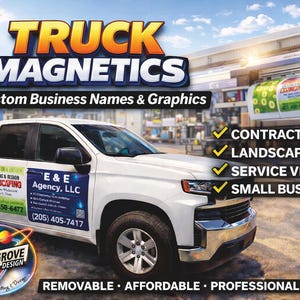 Set of 2 Custom Magnetic Signs for Cars / Trucks / Trailer / Steel Doors / Refrigerators / Washers / Dryers and more...