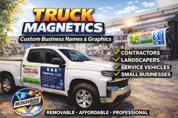 Set of 2 Custom Magnetic Signs for Cars / Trucks / Trailer / Steel Doors / Refrigerators / Washers / Dryers and more...