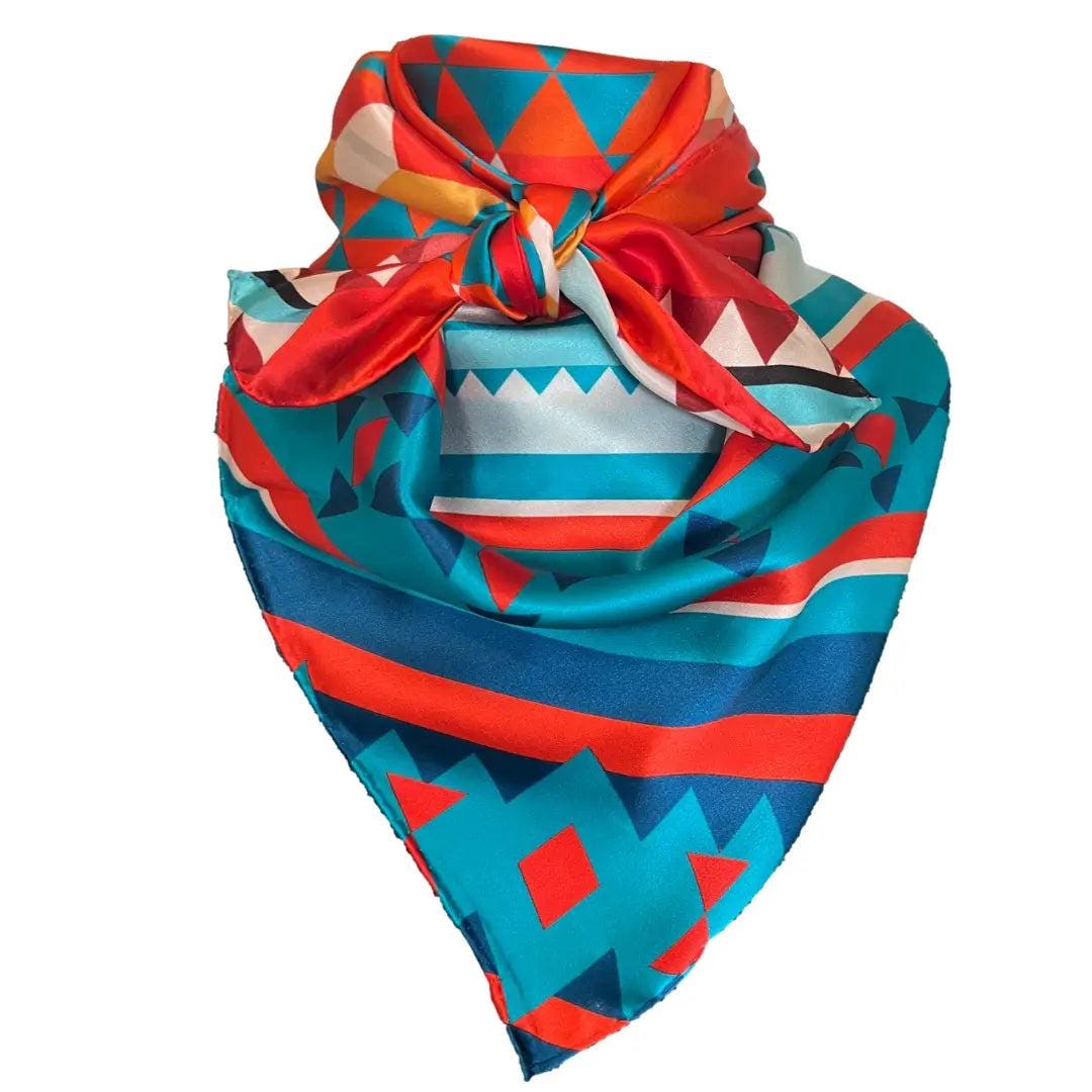 100% Silk Scarf Premium Wild Rag (outrider) Aztec Western Cowboy Wild ...