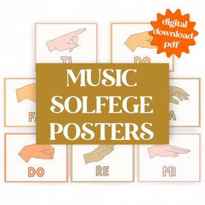 Solfege Posters | Solfege Hand Signs | Music Class Poster | Music Teacher Decor | Elementary Music Class | Do Re Mi | Printable Solfege