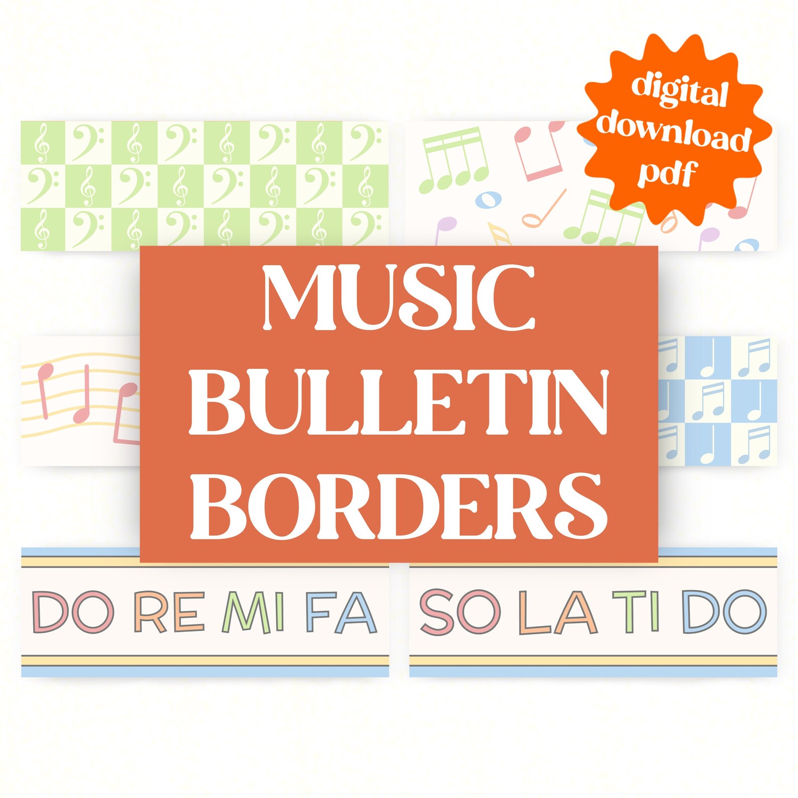 Music Bulletin Borders Rainbow Music Classroom Decor Music - Etsy