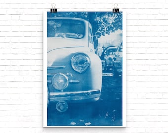 Renault 4CV A3 - Paper cyanotype - car printing - Fine Art - Photography