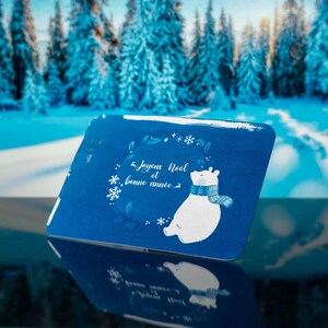 Carte Postale ours noel - Ruelle A6 - Cyanotype - Artisanal - Blueprint - Pose Longue - paysage - Photographie- Tirage Papier
