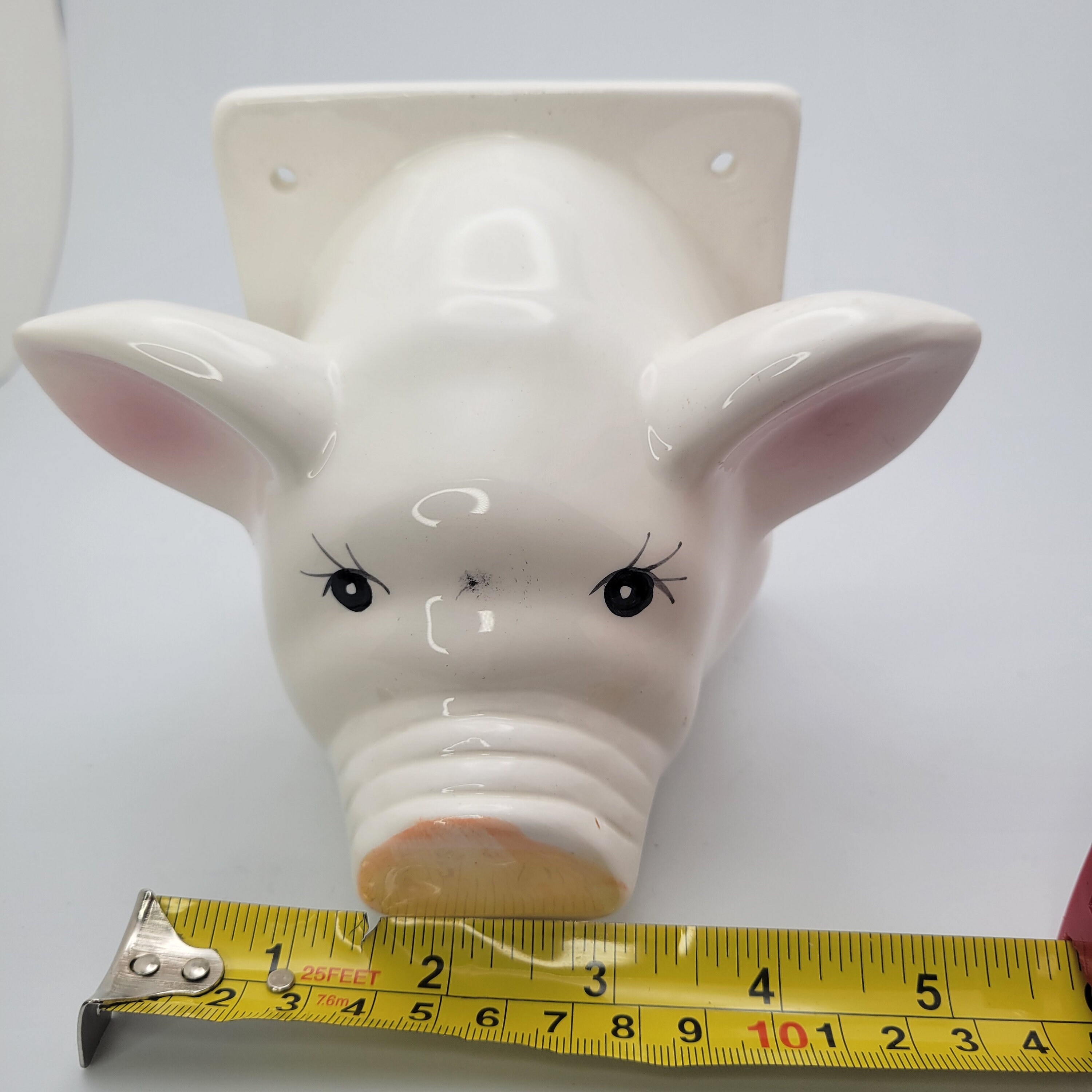 Vintage White Ceramic Pig Face Head Dish Towel / Apron Holder Etsy