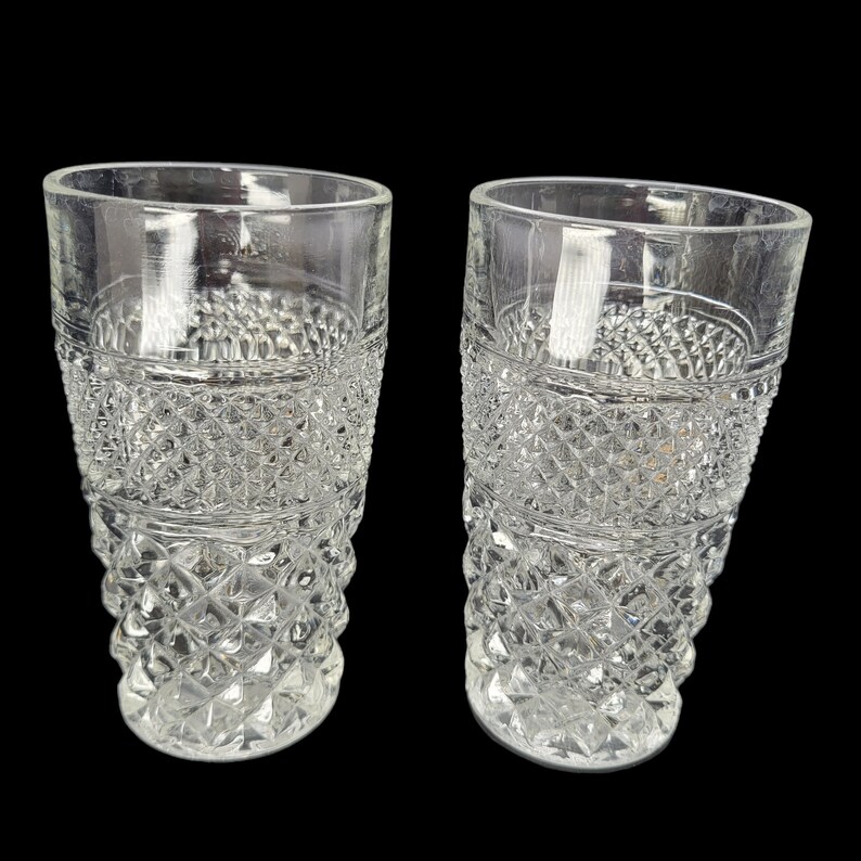 Lot of 5 Vintage EAPG Anchor Hocking Wexford Clear Diamond 6 Drinking