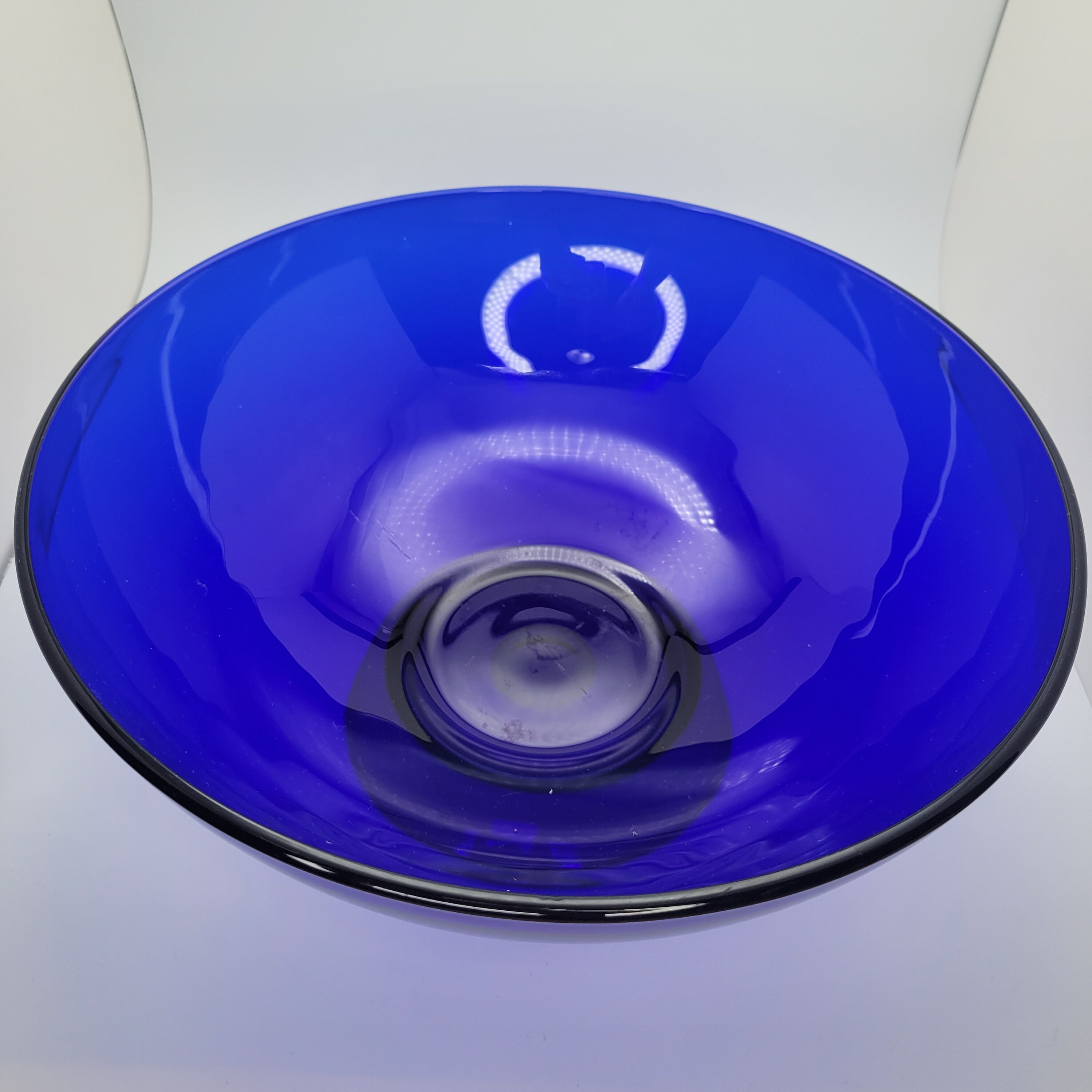 Vintage Cobalt Blue Centerpiece Bowl Fruit Serving Footed Pedestal Art Glass Etsy