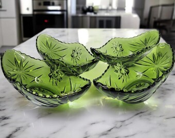 ヴィンテージガラスバナナスプリット皿：長方形サンデーボウル7個