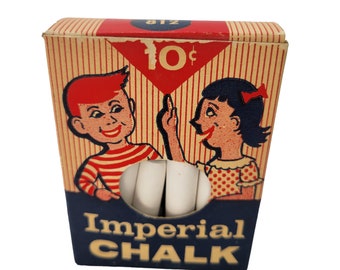 Vintage 1950er Jahre feinste Qualität White Imperial Chalk Sticks Junge Mädchen Schule Requisite