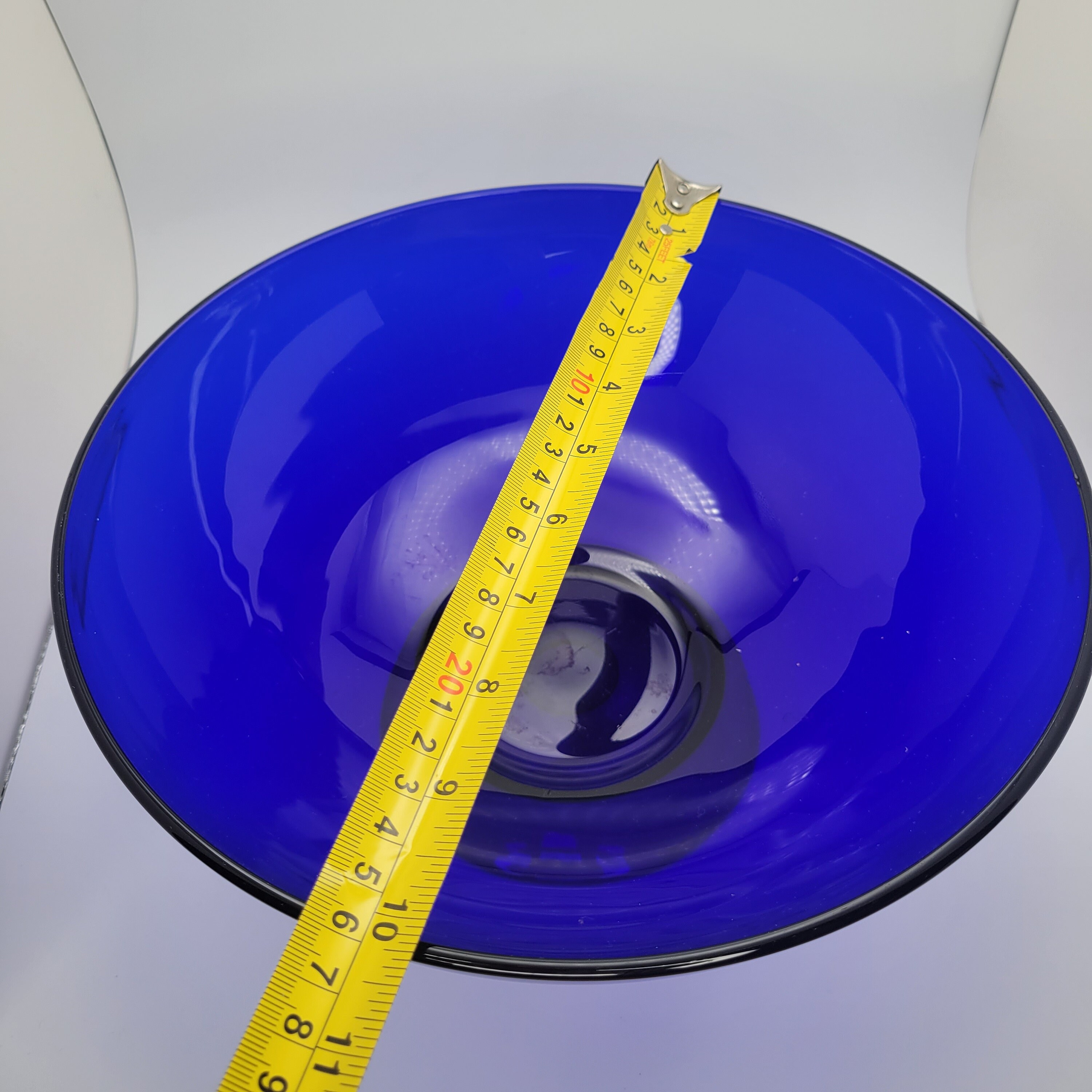 Vintage Cobalt Blue Centerpiece Bowl Fruit Serving Footed Pedestal Art Glass Etsy