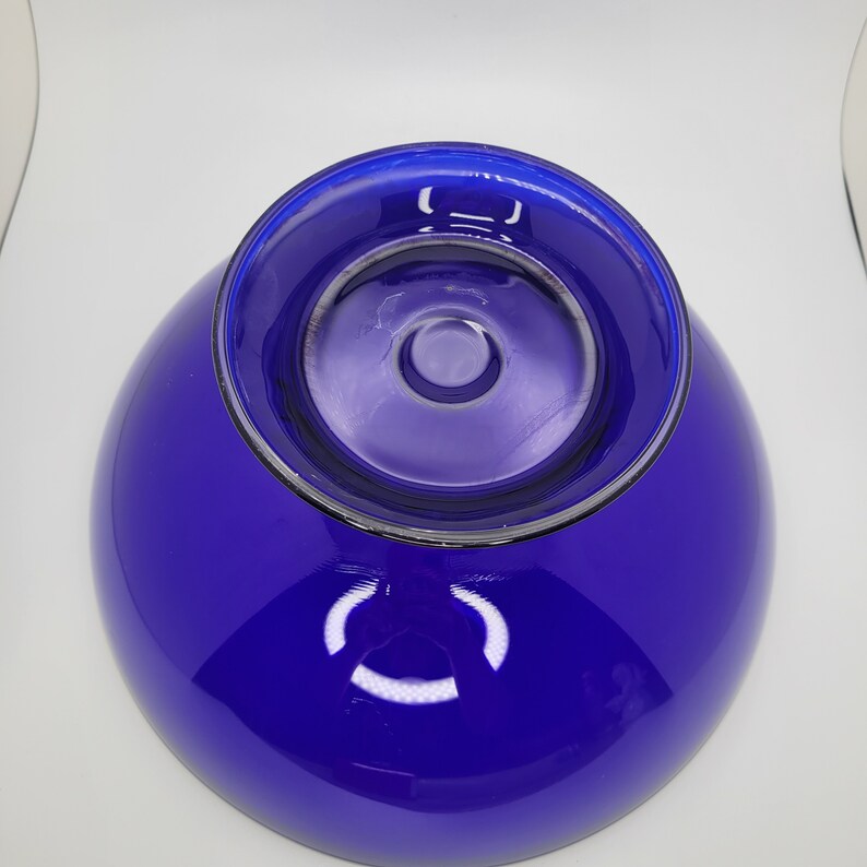 Vintage Cobalt Blue Centerpiece Bowl Fruit Serving Footed Pedestal Art Glass Etsy