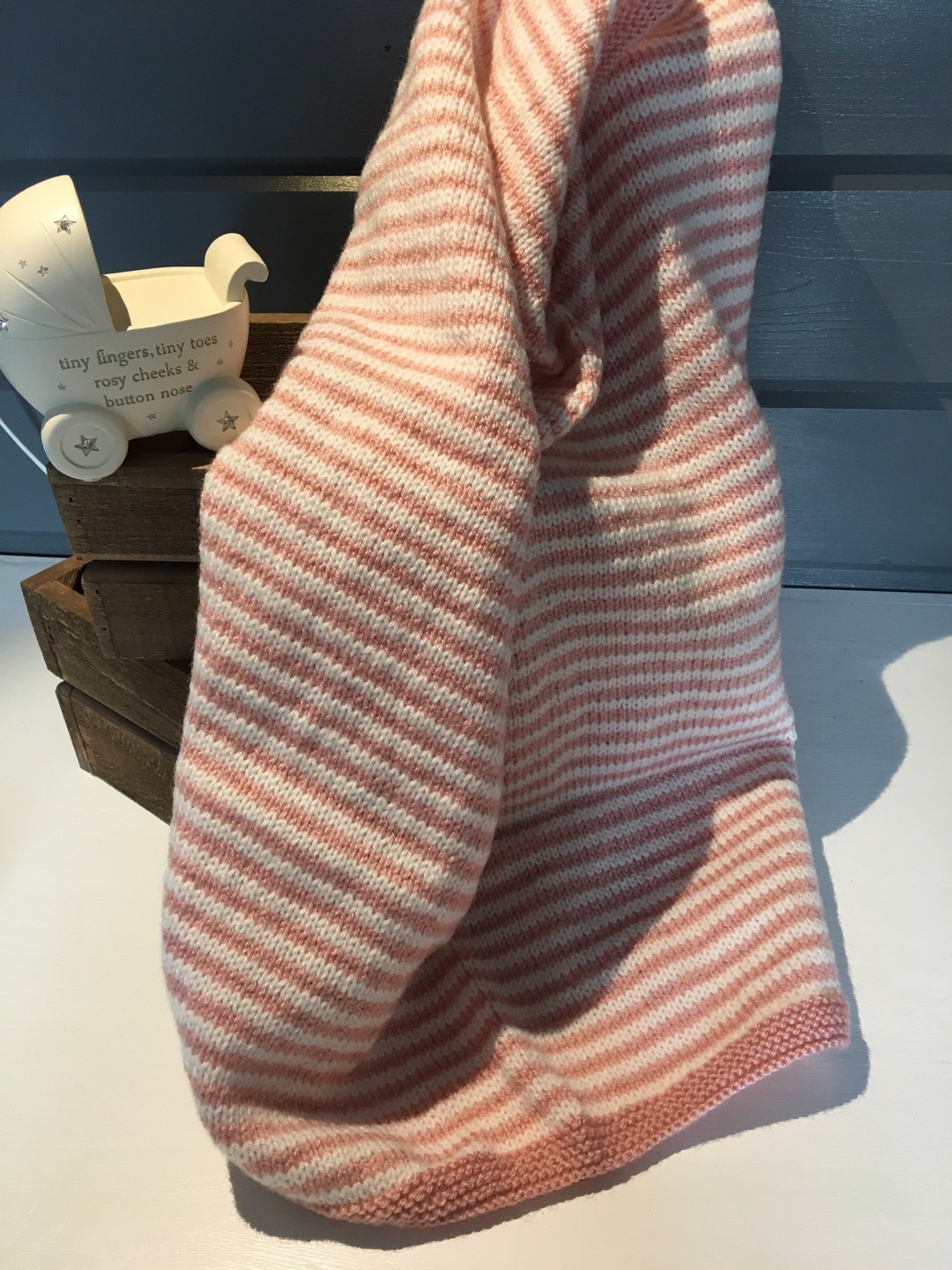 Hand Knitted Baby Pram Blanket candy Floss - Etsy