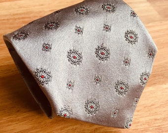 Vintage 90s VERSACE Silk Necktie | Made in Italy 100% Silk Gianni Versace Designer Tie for Men | Grey Silver Patterned Silk Tie