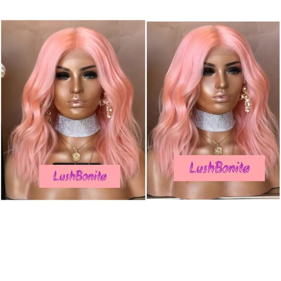 pastel pink human hair wig