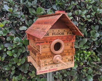 Cabin Birdhouse made of yardsticks
