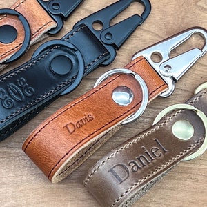 Leather Keychain Personalized. Horween leather keychain for men. Bulk Keychain Leather. Groomsmen Gifts Leather Custom Lever Snap Keychains