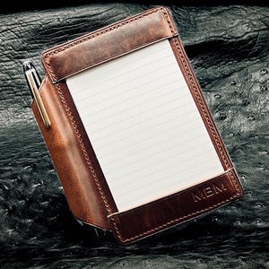 Handmade 3x5 Index Card Holder in American Horween Leather. Pocket Index Card Jotter Notebook.  Handmade to Order Designer Notebook Holder