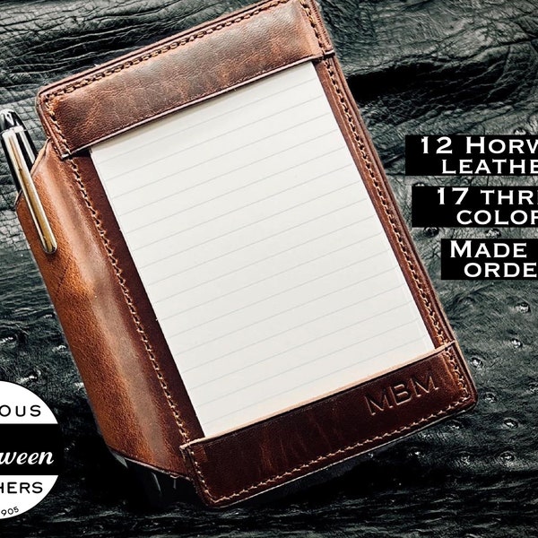 Customizable 3x5 Index Card Holder in Horween Leather. Pocket Index Card Jotter Notebook.  Handmade to Order Designer Notebook Holder
