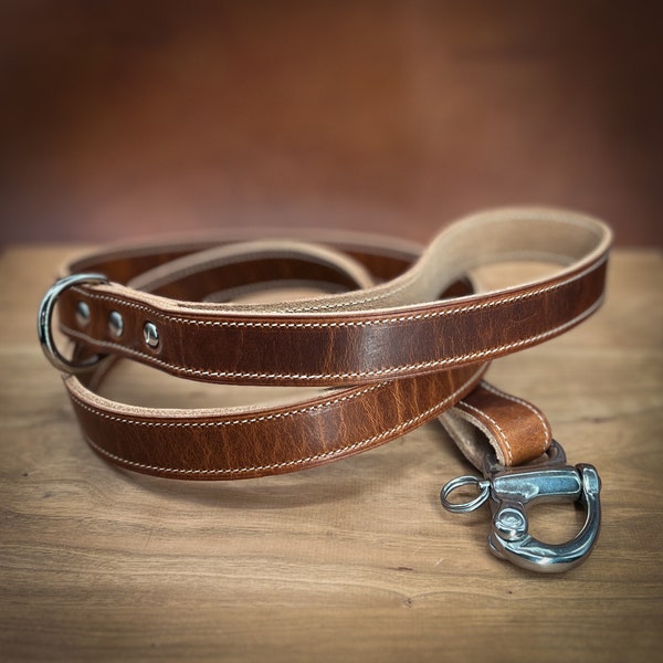 Custom Dog Leash Personalized made-to-order in Premium Horween Leather, choose length, width and hardware. Dogs Birthday Unique Dog Gift