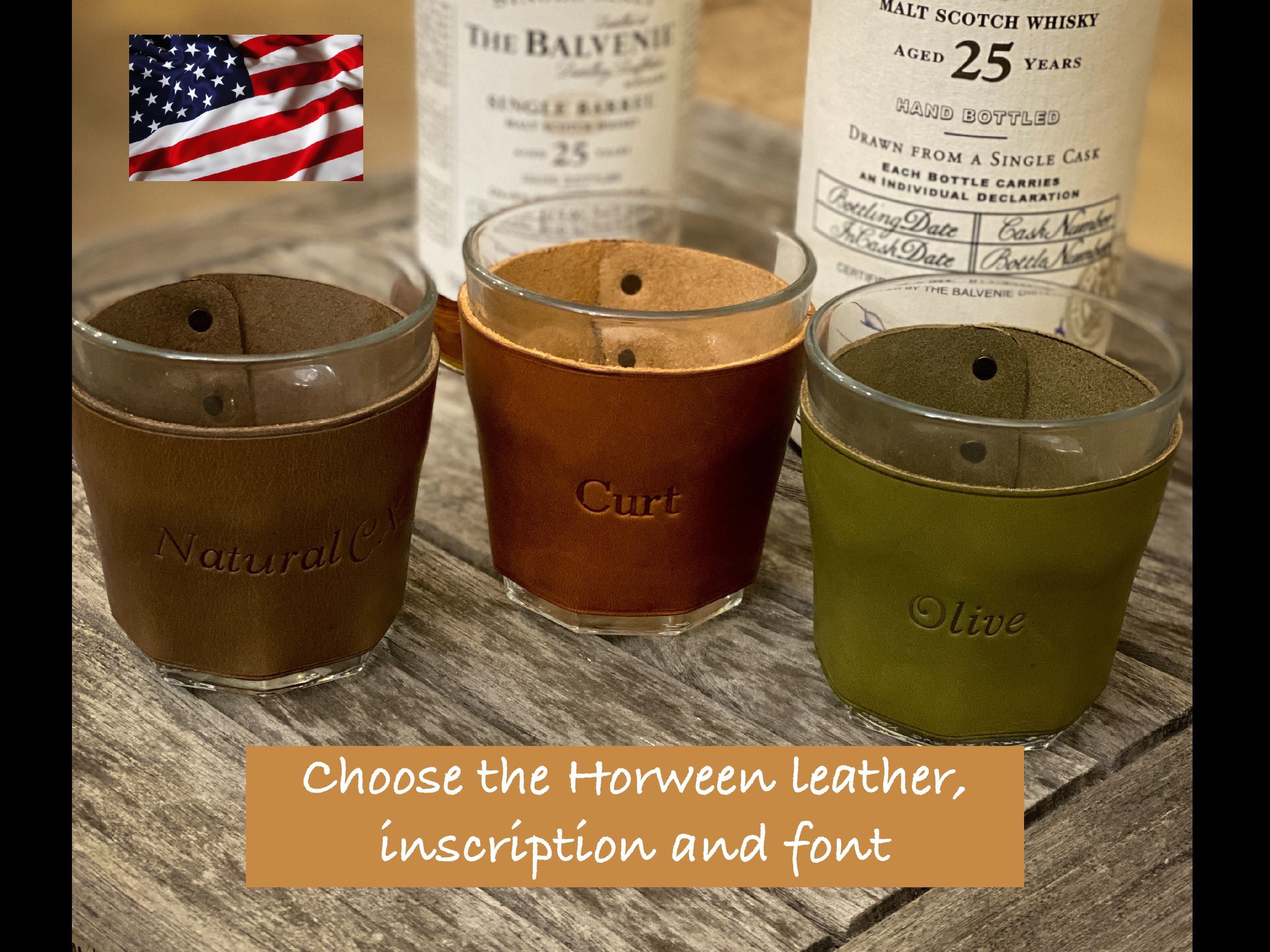 Scotch Whiskey Glass with Engraved Leather Custom Leather Etsy