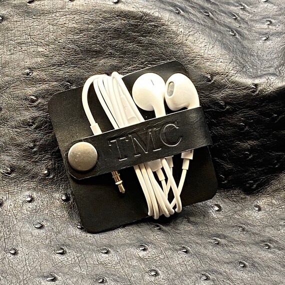 USA Headphone Cord Wrap. Luxury Earbud Cord Wrap. Leather Etsy