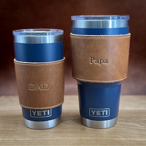 Handmade Yeti Rambler Sleeve in Horween Leather.  Fits 20oz & 30 oz. Handmade Yeti Rambler Holder, Personalized Christmas Gift for Yeti