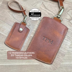 American Horween Leather Luggage Tag Personalized. Handmade Business Card Luggage Tag.  Custom Briefcase Travel Tags. Luggage ID Card Holder