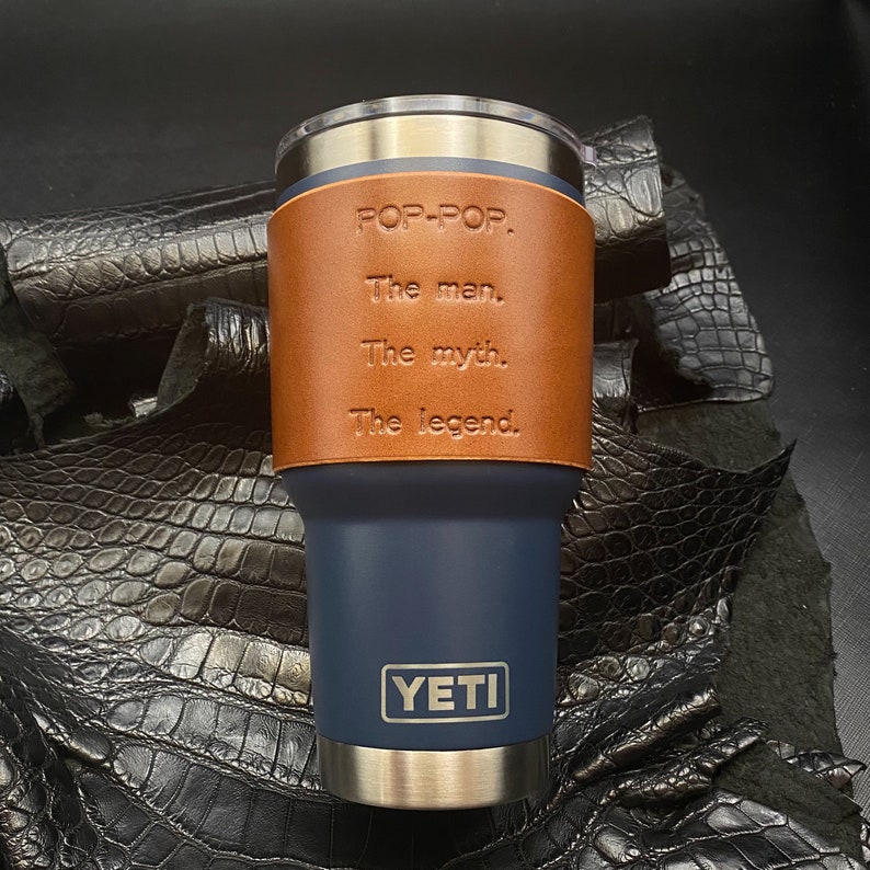 YETI Personalized Leather Coozie Wrap for YETI Rambler Tumbler Etsy