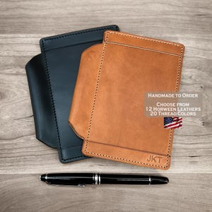 American Horween Leather Personalized Leather Index Card Holder.  Handmade Leather Accessories for Men and Women.  Travel Briefcase Notepad