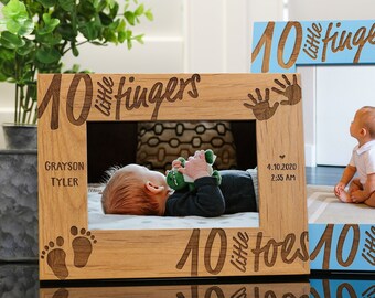 Baby Announcement Picture Frame, Personalized Birth Stats, Nursery Decor, Newborn Picture Frame, Baby Name, Gift for New Parents