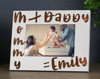 Mommy, Daddy & Baby Picture Frame, Nursery Decor, Pregnancy Gift, Baby Announcement Frames for Newborn Girl or Boy (FRA-W148)