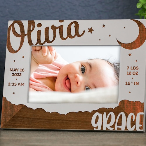 Personalized Baby Picture Frame Birth Announcement Frame Etsy