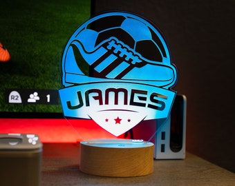 Soccer Champion LED Night Light, Kid's Soccer Decor Lamp, Sports Room Birthday Gift, Coach Name Sign, Game Day Premium HoloGLO (ACR-WA149)