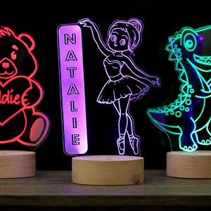 Ballerina Decor Lamp, Personalized Night Light, Kids Room, Dance Gift, Nursery Baby Name Sign, Premium HoloGLO 画像 3