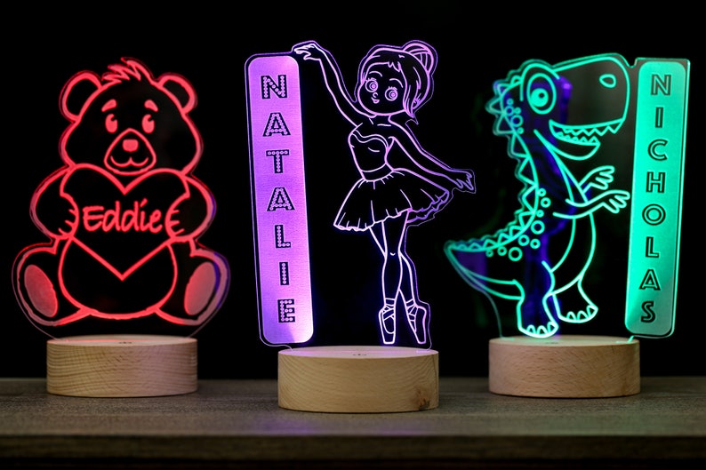 Ballerina Decor Lamp, Personalized Night Light, Kids Room, Dance Gift, Nursery Baby Name Sign, Premium HoloGLO 画像 3
