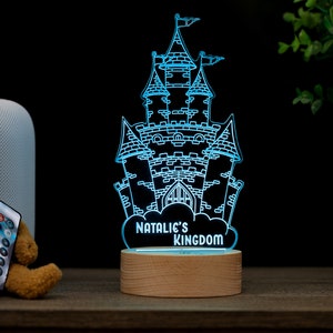 Castle Night Light Personalized, Princess & Knight Castle, Kids Bedroom or Nursery Night Light, Premium LED HoloGlo