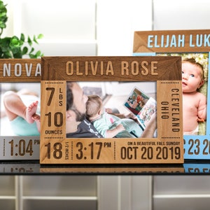 Baby Picture Frame, Nursery Decor, Personalize Birth Stat Picture Frame Gift, Baby Announcement Frames for Newborn Baby Boy or Baby Girl image 3